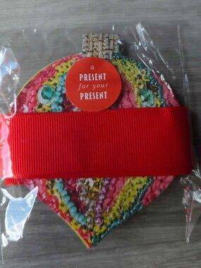 Anthropologie Ornament Gift Tag with Red Ribbon